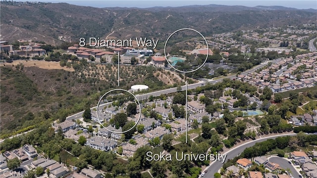 8 Diamant Way, Aliso Viejo, CA 92656 - aerial overview of property's location featuring mountains and nearby suburban area