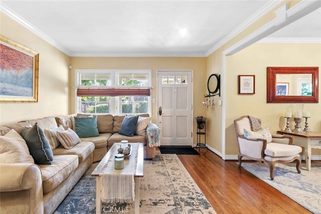 4328 Sunset Ave, Montrose, CA 91020 - living room with wood finished floors and ornamental molding