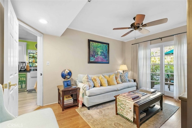 4328 Sunset Ave, Montrose, CA 91020 - living area featuring healthy amount of natural light, light wood-style flooring, and ceiling fan