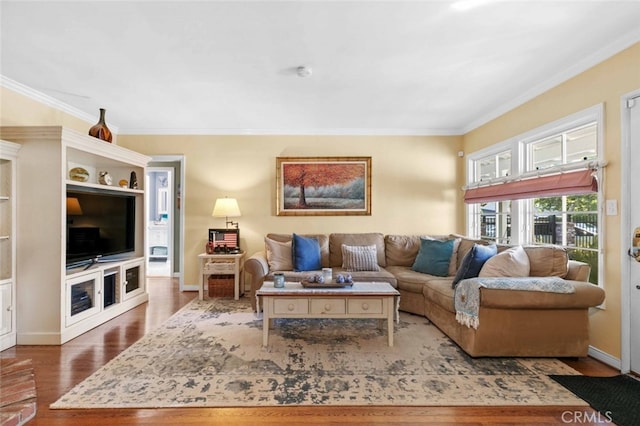 4328 Sunset Ave, Montrose, CA 91020 - living room with wood finished floors and ornamental molding