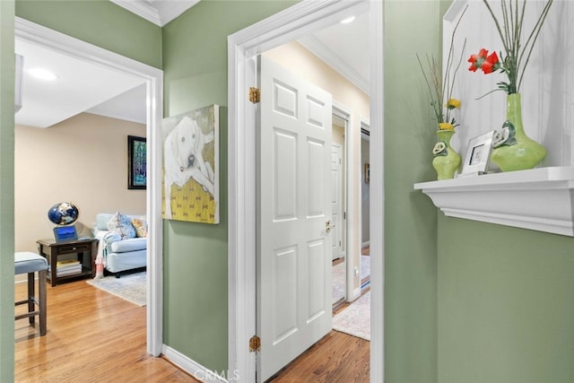 4328 Sunset Ave, Montrose, CA 91020 - hallway featuring crown molding and light wood-style flooring
