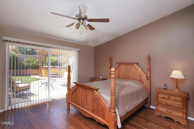20325 Tamara Pl, Santa Clarita, CA 91350 - bedroom with access to exterior, wood finished floors, and ceiling fan