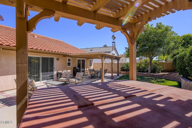 20325 Tamara Pl, Santa Clarita, CA 91350 - fenced backyard featuring a pergola, a patio, and outdoor dining area