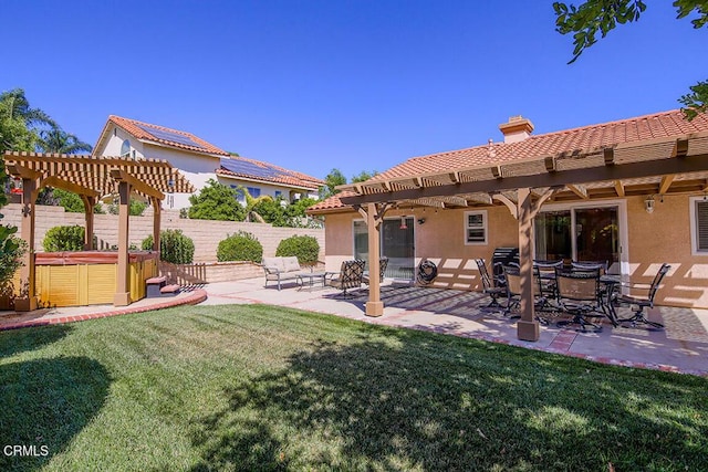 20325 Tamara Pl, Santa Clarita, CA 91350 - view of yard featuring a pergola, a hot tub, and a patio