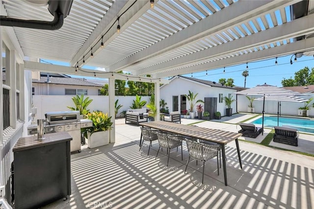 1402 E Rose Ave, Orange, CA 92867 - fenced backyard featuring a pergola, a patio area, and grilling area