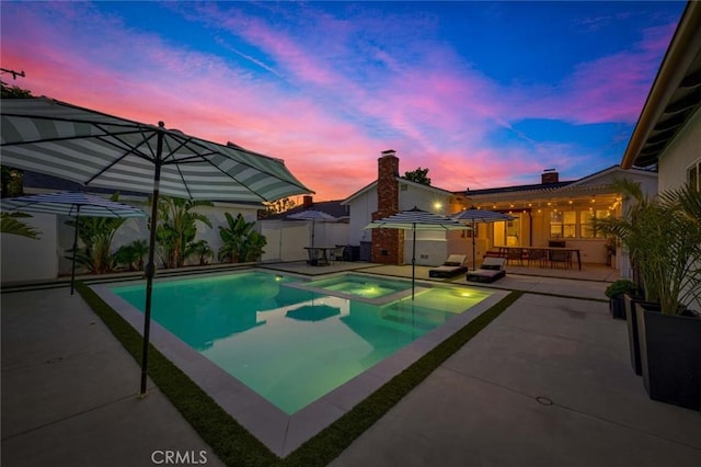 1402 E Rose Ave, Orange, CA 92867 - view of pool with a patio, a pool with connected hot tub, and a fenced backyard