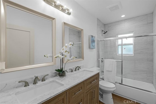 433 N Buena Vista St, Burbank, CA 91505 - full bathroom with double vanity and shower / bath combination with glass door