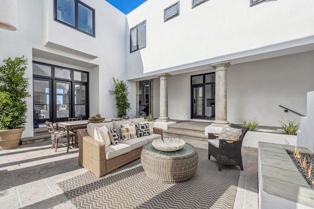 1716 Ocean Front, Del Mar, CA 92014 - view of patio / terrace with french doors and outdoor lounge area