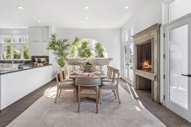 1716 Ocean Front, Del Mar, CA 92014 - dining room featuring recessed lighting and a high end fireplace