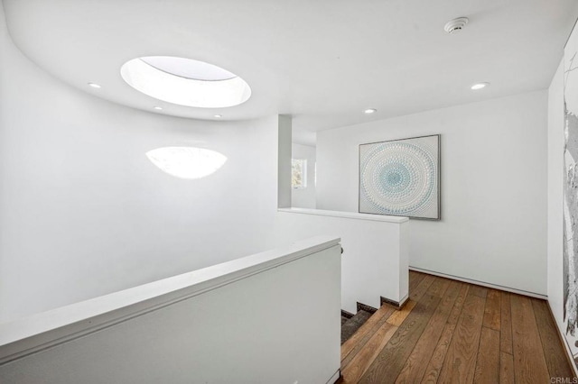 1716 Ocean Front, Del Mar, CA 92014 - hallway featuring an upstairs landing, wood-type flooring, and recessed lighting