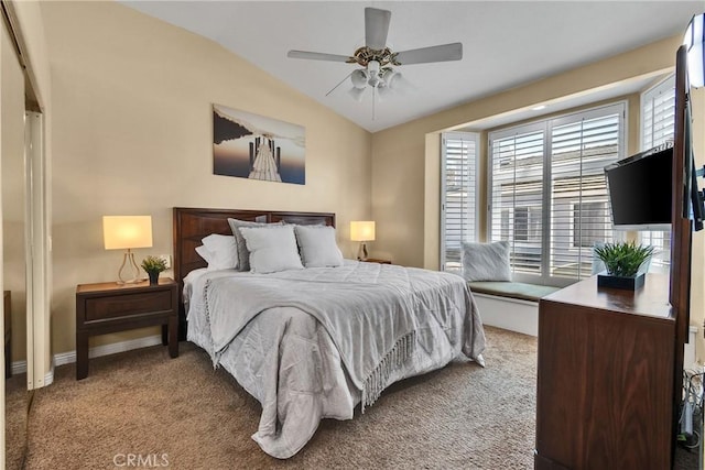565 N Pageant Dr Unit B, Orange, CA 92869 - bedroom with vaulted ceiling, carpet flooring, and ceiling fan
