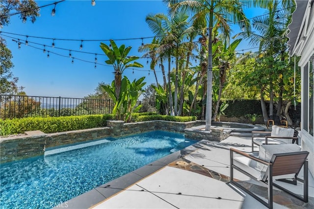 34 Key Largo, Aliso Viejo, CA 92656 - view of swimming pool featuring a fenced backyard, a patio area, and an in-ground hot tub