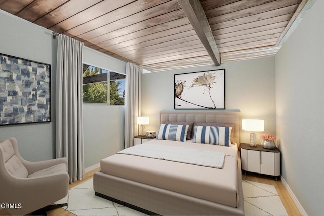 1412 Ellsworth Ct, Thousand Oaks, CA 91360 - bedroom with a wooden ceiling with exposed beams and wood finished floors