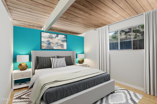 1412 Ellsworth Ct, Thousand Oaks, CA 91360 - bedroom with a wooden ceiling with exposed beams and wood finished floors
