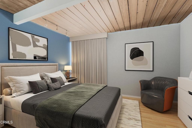 1412 Ellsworth Ct, Thousand Oaks, CA 91360 - bedroom featuring wood ceiling, wood finished floors, and rail lighting