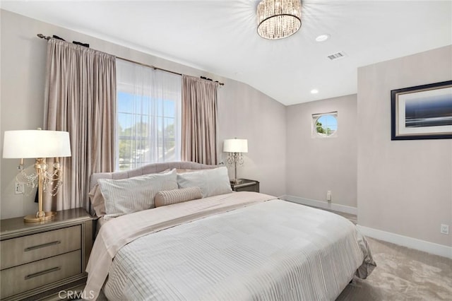 17 Lemans, Newport Coast, CA 92657 - bedroom with light colored carpet, a chandelier, and recessed lighting