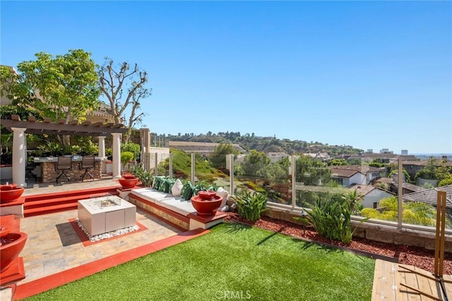 17 Lemans, Newport Coast, CA 92657 - view of patio / terrace with an outdoor fire pit and a pergola