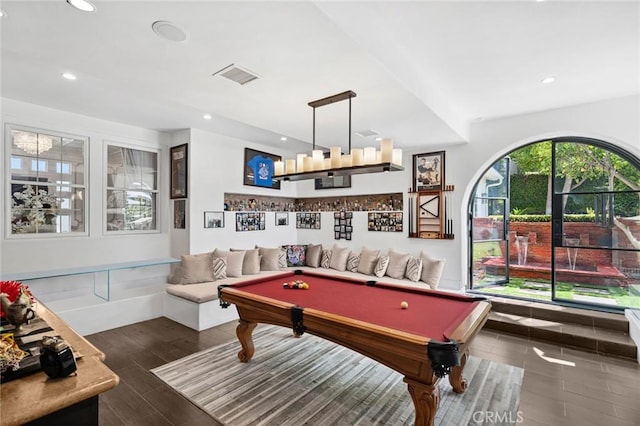 17 Lemans, Newport Coast, CA 92657 - recreation room with recessed lighting, billiards table, and wood finished floors