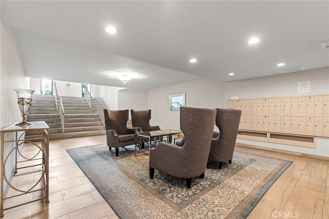 1277 S Beverly Glen Blvd Unit 205, Los Angeles, CA 90024 - building lobby featuring recessed lighting and stairway