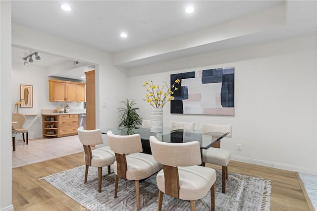 1277 S Beverly Glen Blvd Unit 205, Los Angeles, CA 90024 - dining space featuring light wood-style floors and recessed lighting