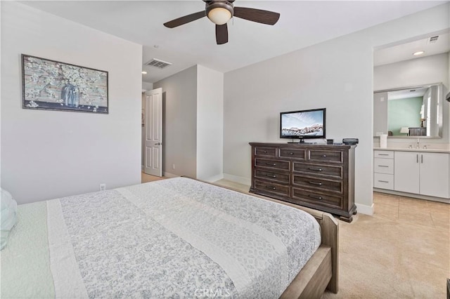 6 Fenix St, Rancho Mission Viejo, CA 92694 - bedroom featuring ensuite bathroom, a ceiling fan, light carpet, and recessed lighting