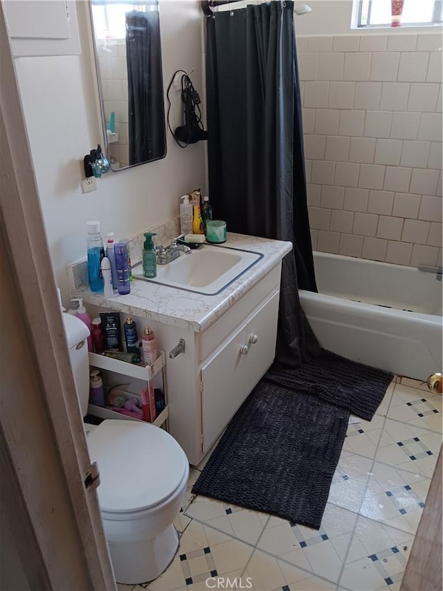 10007 Otis St, South Gate, CA 90280 - full bathroom with vanity, shower / tub combo, and tile patterned flooring
