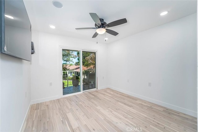 2143 Ronda Granada Unit P, Laguna Woods, CA 92637 - empty room featuring light wood-style flooring, ceiling fan, and recessed lighting