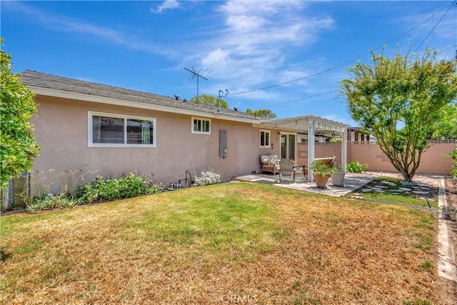 15041 Columbia Ln, Huntington Beach, CA 92647 - back of property featuring stucco siding, a pergola, and a patio area
