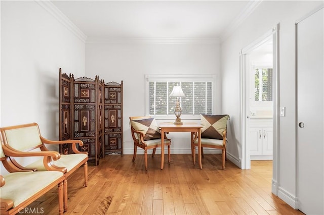 2767 Saleroso Dr, Rowland Heights, CA 91748 - sitting room featuring light wood finished floors and ornamental molding