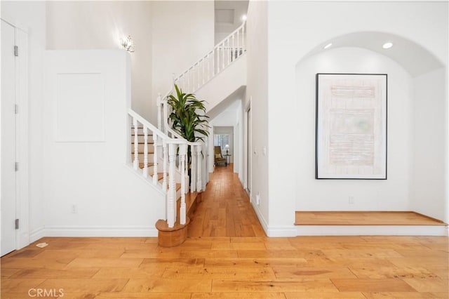 2767 Saleroso Dr, Rowland Heights, CA 91748 - foyer with light wood-style floors and stairway