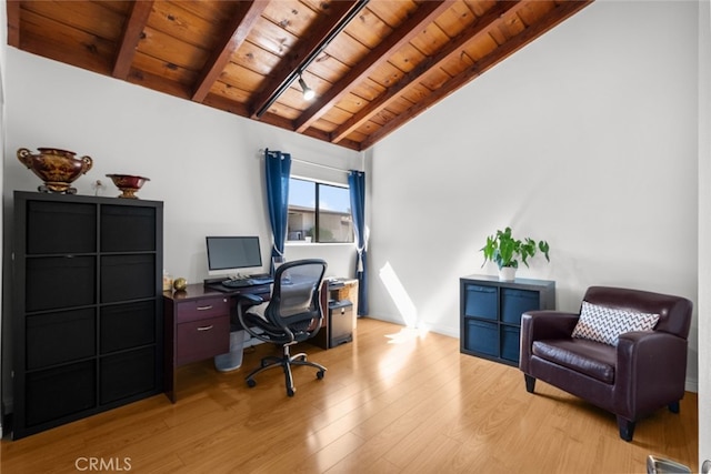 2920 Fairmount Ave, La Crescenta, CA 91214 - office area with wood ceiling and light wood-style floors