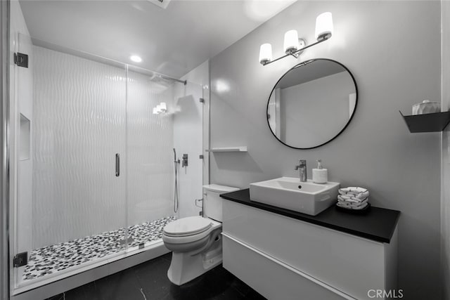 2920 Fairmount Ave, La Crescenta, CA 91214 - full bath featuring vanity, a shower stall, and tile patterned floors