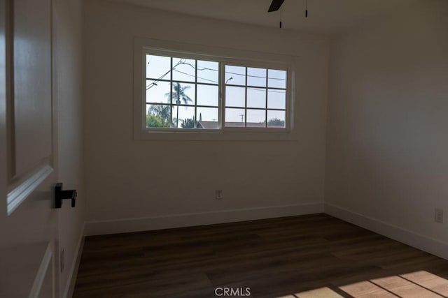 8666 Calaveras Ave, Rancho Cucamonga, CA 91730 - empty room featuring dark wood-style floors and a ceiling fan