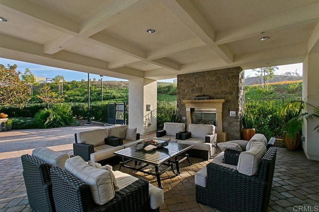 2990Eldenberry St, Escondido, CA 92029 - view of patio featuring an outdoor living space with a fireplace