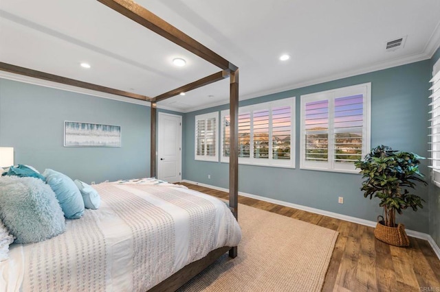 2990Eldenberry St, Escondido, CA 92029 - bedroom with crown molding, wood finished floors, and recessed lighting