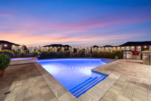 2990Eldenberry St, Escondido, CA 92029 - view of pool featuring exterior kitchen, a patio area, and a pool with connected hot tub