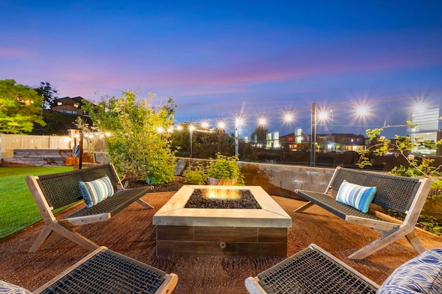 2990Eldenberry St, Escondido, CA 92029 - patio terrace at dusk with an outdoor fire pit