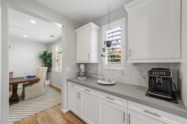2990Eldenberry St, Escondido, CA 92029 - kitchen featuring light wood-style floors, white cabinetry, backsplash, light countertops, and recessed lighting