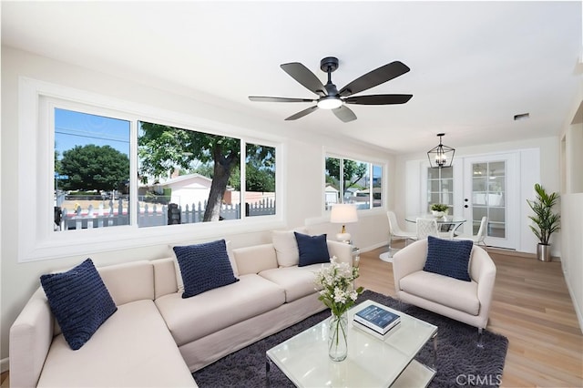 880 E Wright St, Hemet, CA 92543 - living room with wood finished floors and ceiling fan