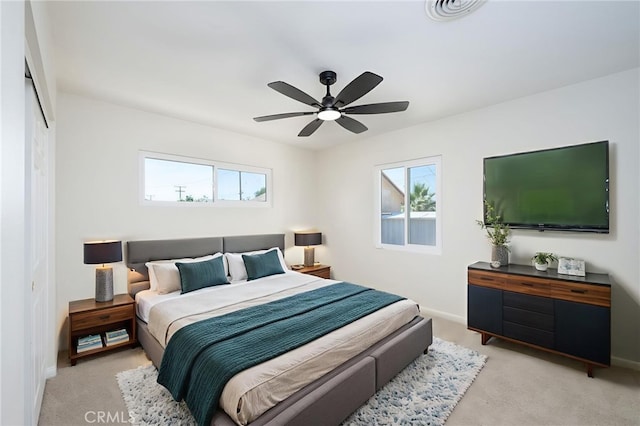 880 E Wright St, Hemet, CA 92543 - bedroom with light carpet and a ceiling fan