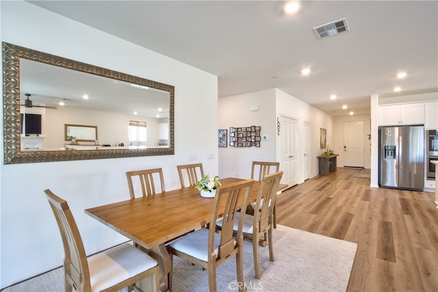 33084 Toledo Bend Ct, Winchester, CA 92596 - dining area featuring light wood-type flooring, recessed lighting, and ceiling fan