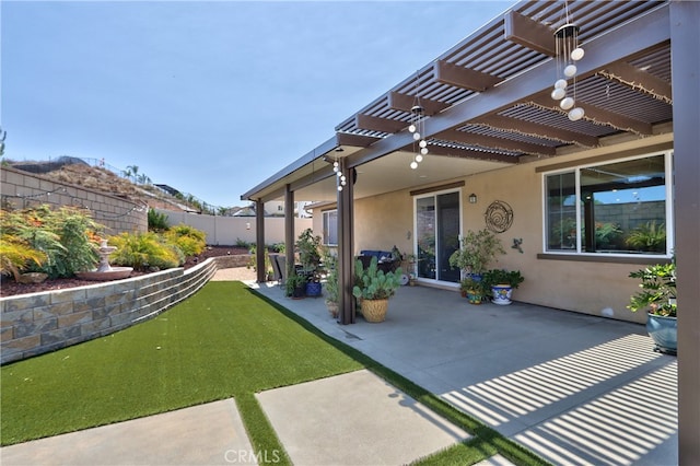 33084 Toledo Bend Ct, Winchester, CA 92596 - view of patio / terrace featuring a pergola and an area to practice putting
