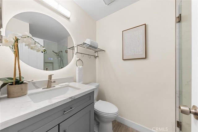 18680 Vantage Pointe Dr, Rowland Heights, CA 91748 - full bathroom featuring vanity, a shower, and wood finished floors