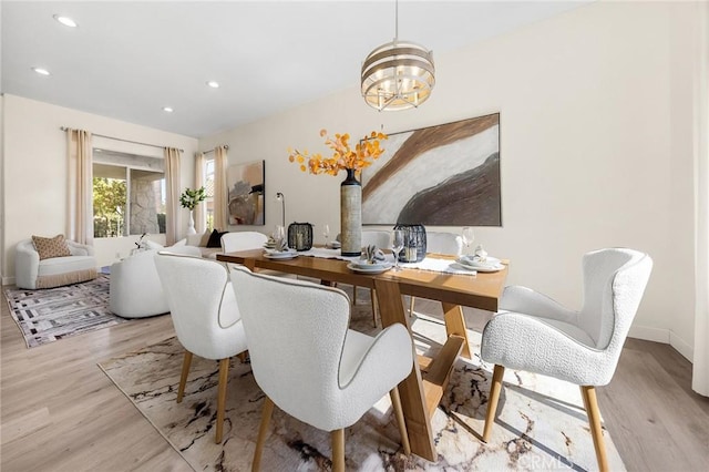 18680 Vantage Pointe Dr, Rowland Heights, CA 91748 - dining space featuring light wood-style flooring, a chandelier, and recessed lighting