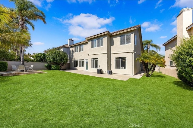 18680 Vantage Pointe Dr, Rowland Heights, CA 91748 - back of house featuring a patio, stucco siding, and a chimney