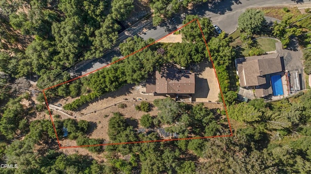 2100 Valley Meadow Dr, Oak View, CA 93022 - aerial view of property and surrounding area with property parcel outlined