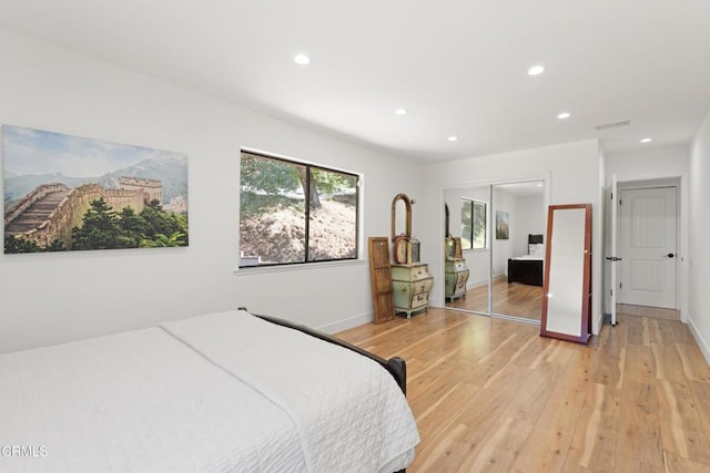 2100 Valley Meadow Dr, Oak View, CA 93022 - bedroom with light wood-style floors, a closet, and recessed lighting