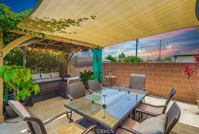 12826 Bombardier Ave, Norwalk, CA 90650 - view of patio featuring an outdoor living space, a gazebo, and outdoor dining space