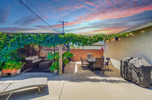 12826 Bombardier Ave, Norwalk, CA 90650 - view of patio with outdoor lounge area, outdoor dining area, and area for grilling