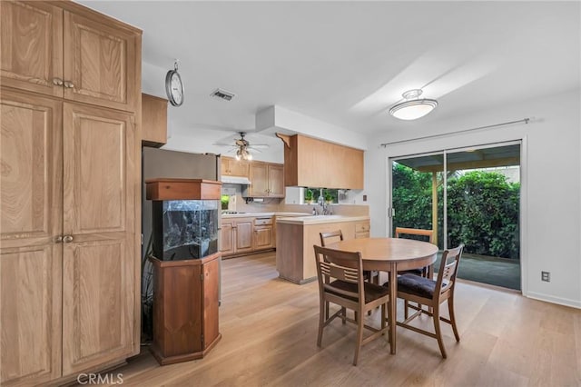 13624 Vose St, Valley Glen, CA 91405 - dining space featuring light wood finished floors and a ceiling fan